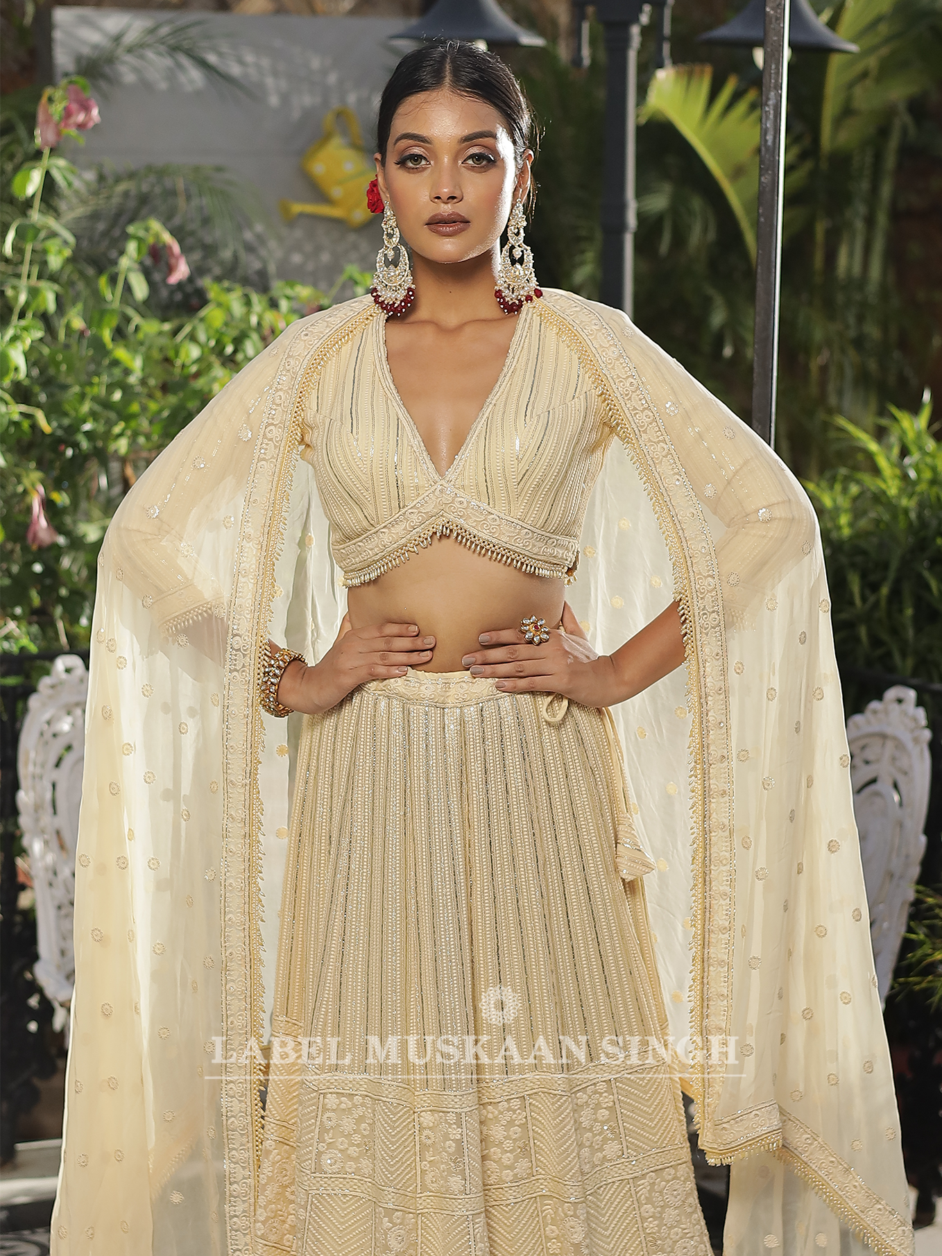 Beige Chikankari Lehenga