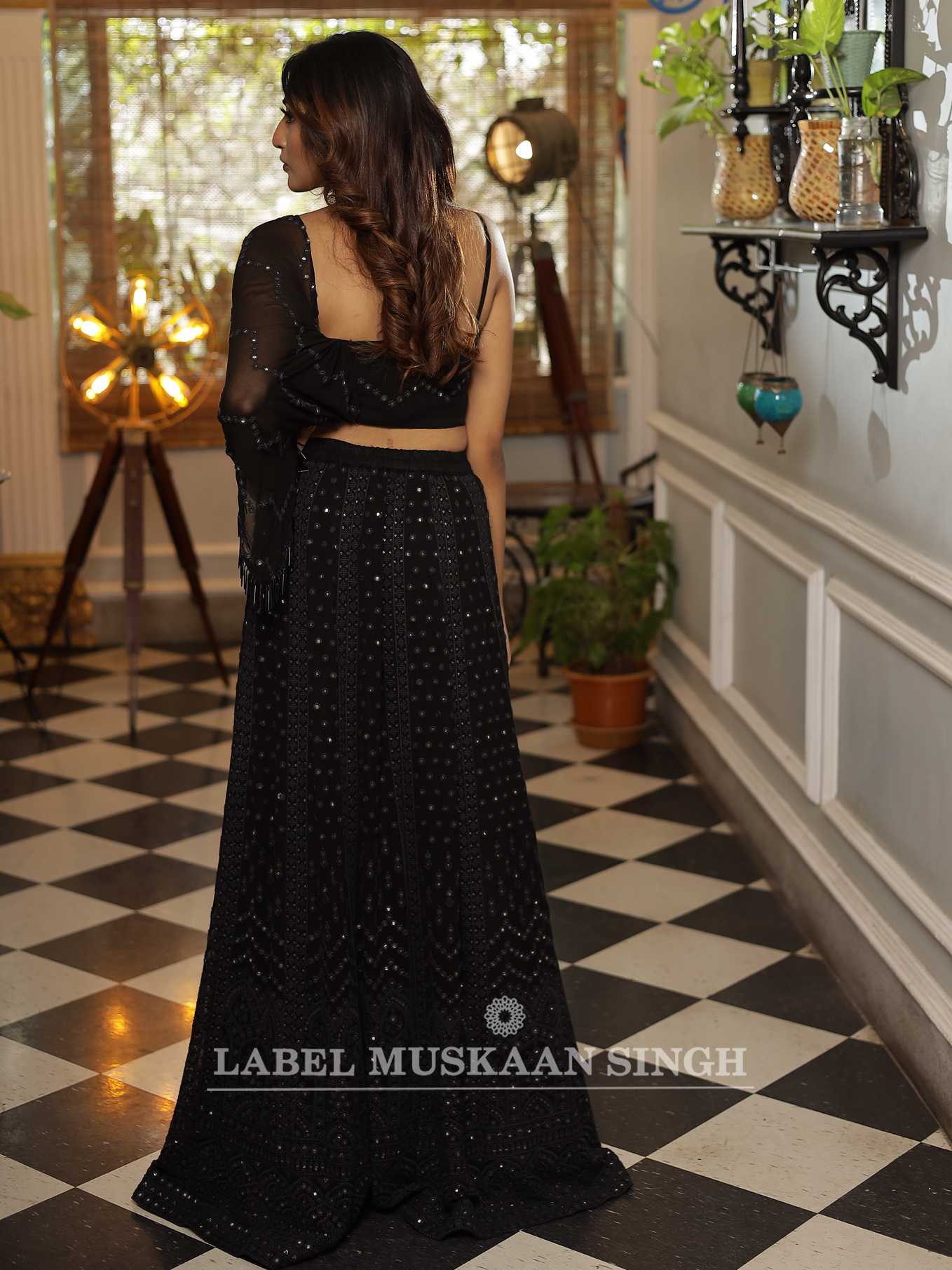 Black Crop top & Skirt Set