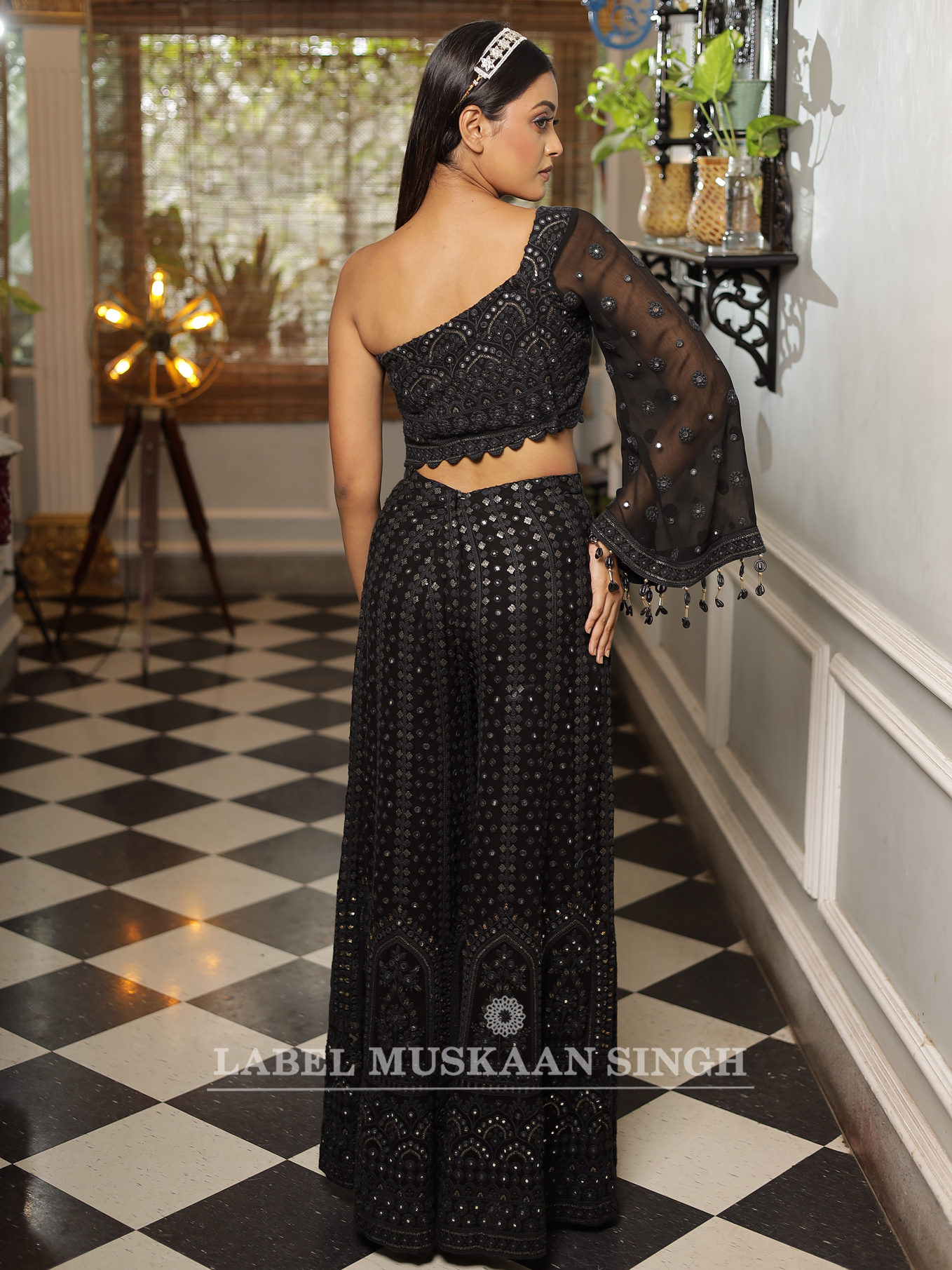 Black One shoulder Co-ord set