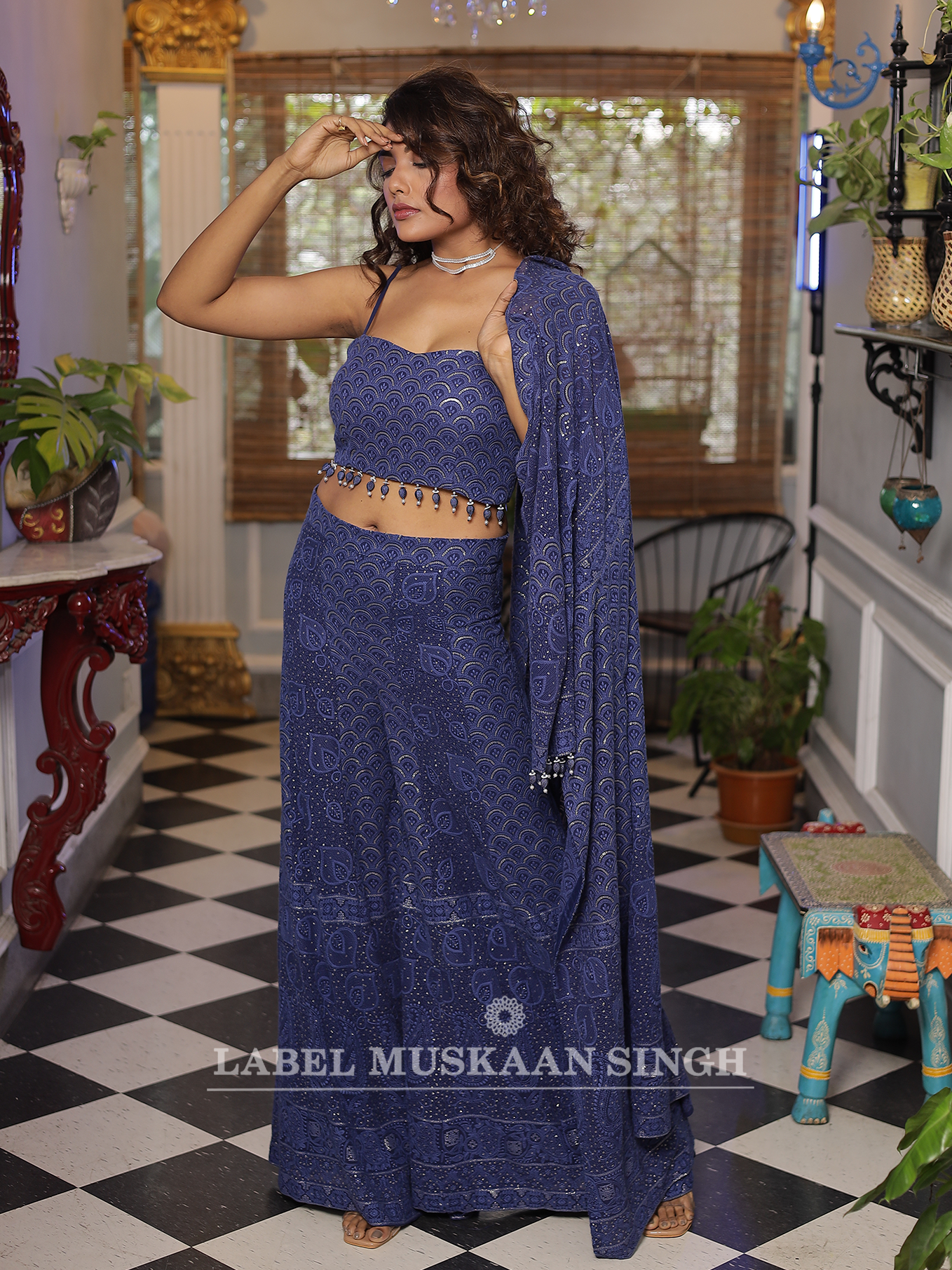 Blue Chikankari Co-ord Set