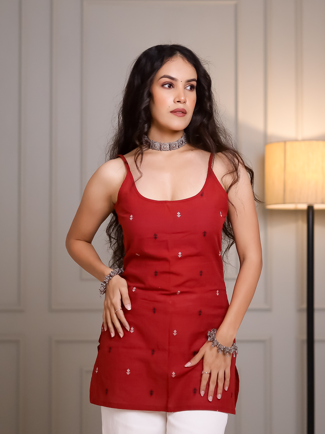 Rimjhim Maroon Sleeveless Short Kurti
