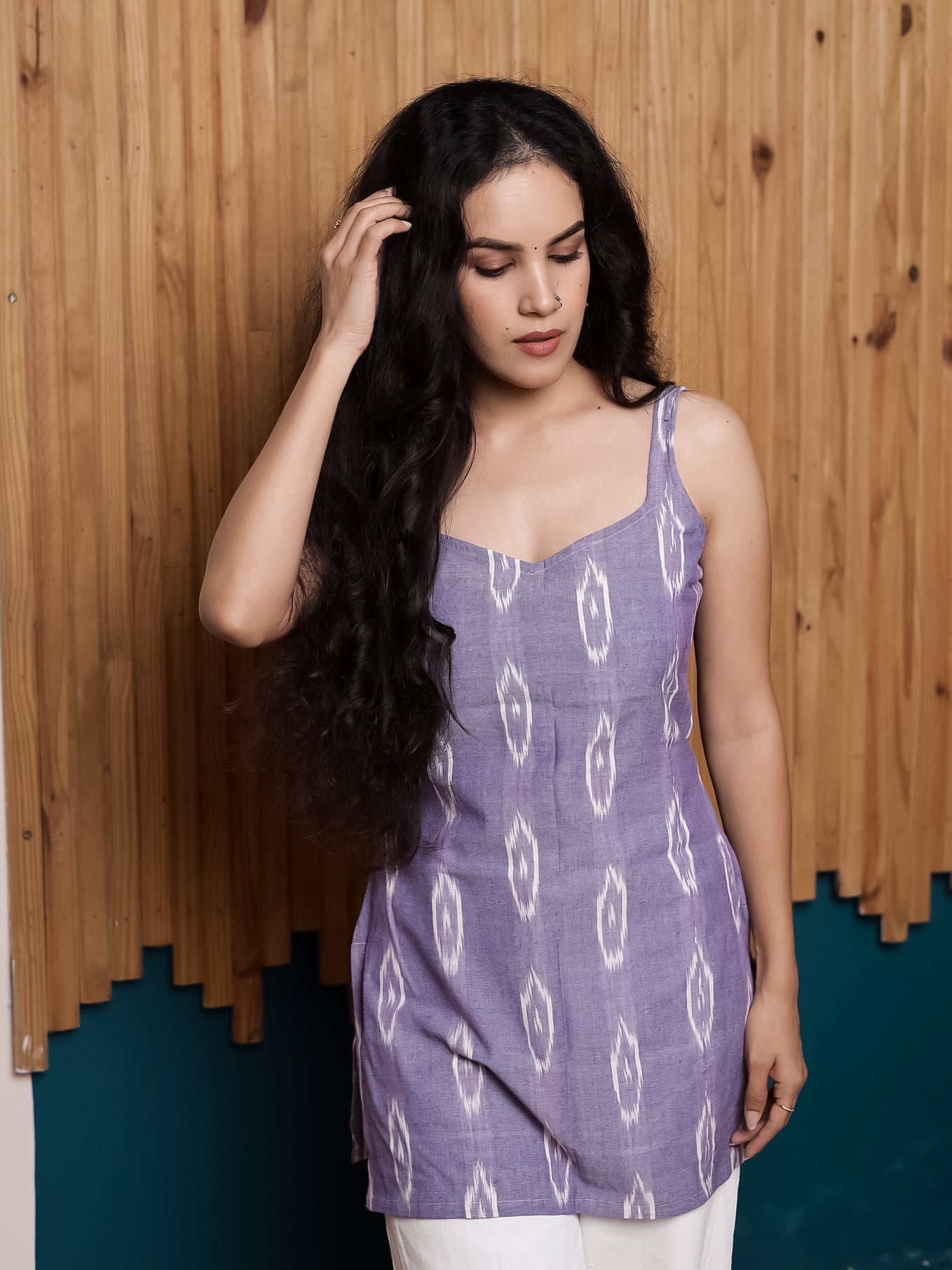 Aira Lavender Ikat Print Short Kurti