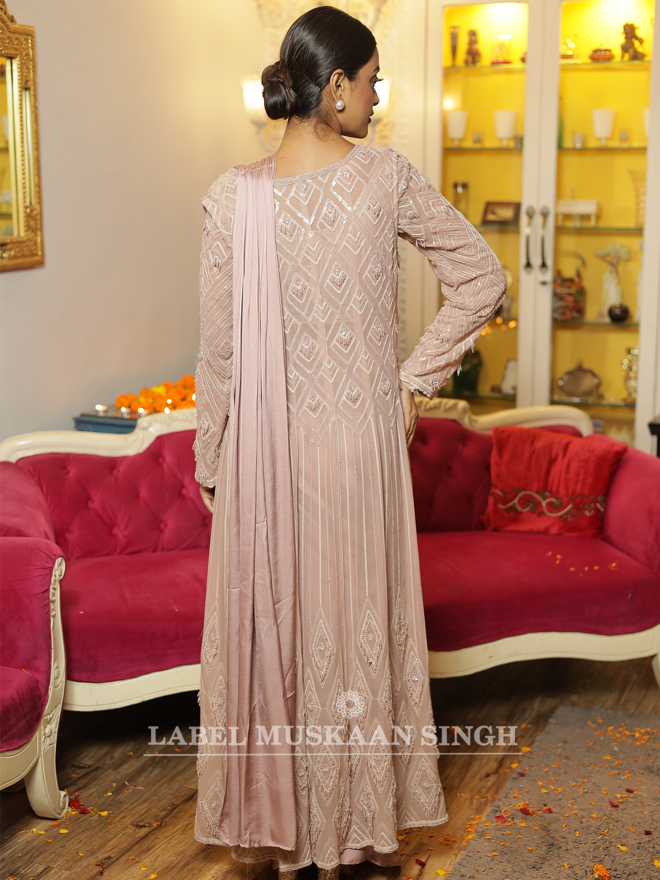 Pre-draped Saree with Embroidered Jacket