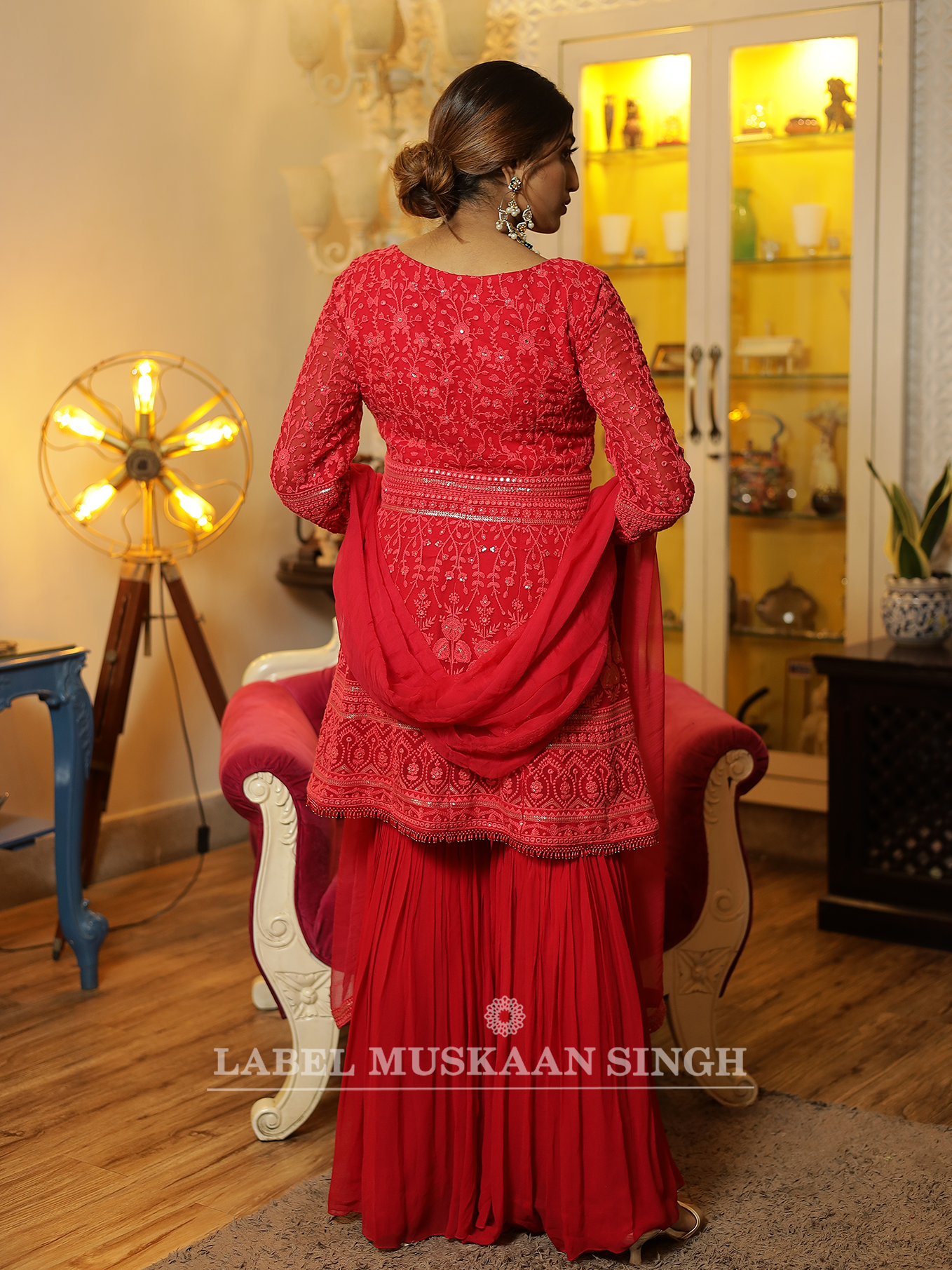 Red Sharara Set