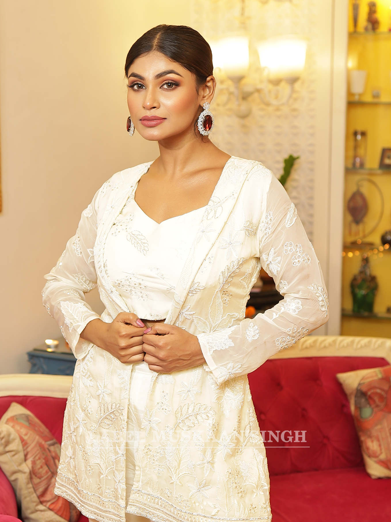 White Hand Embroidered Blazer set