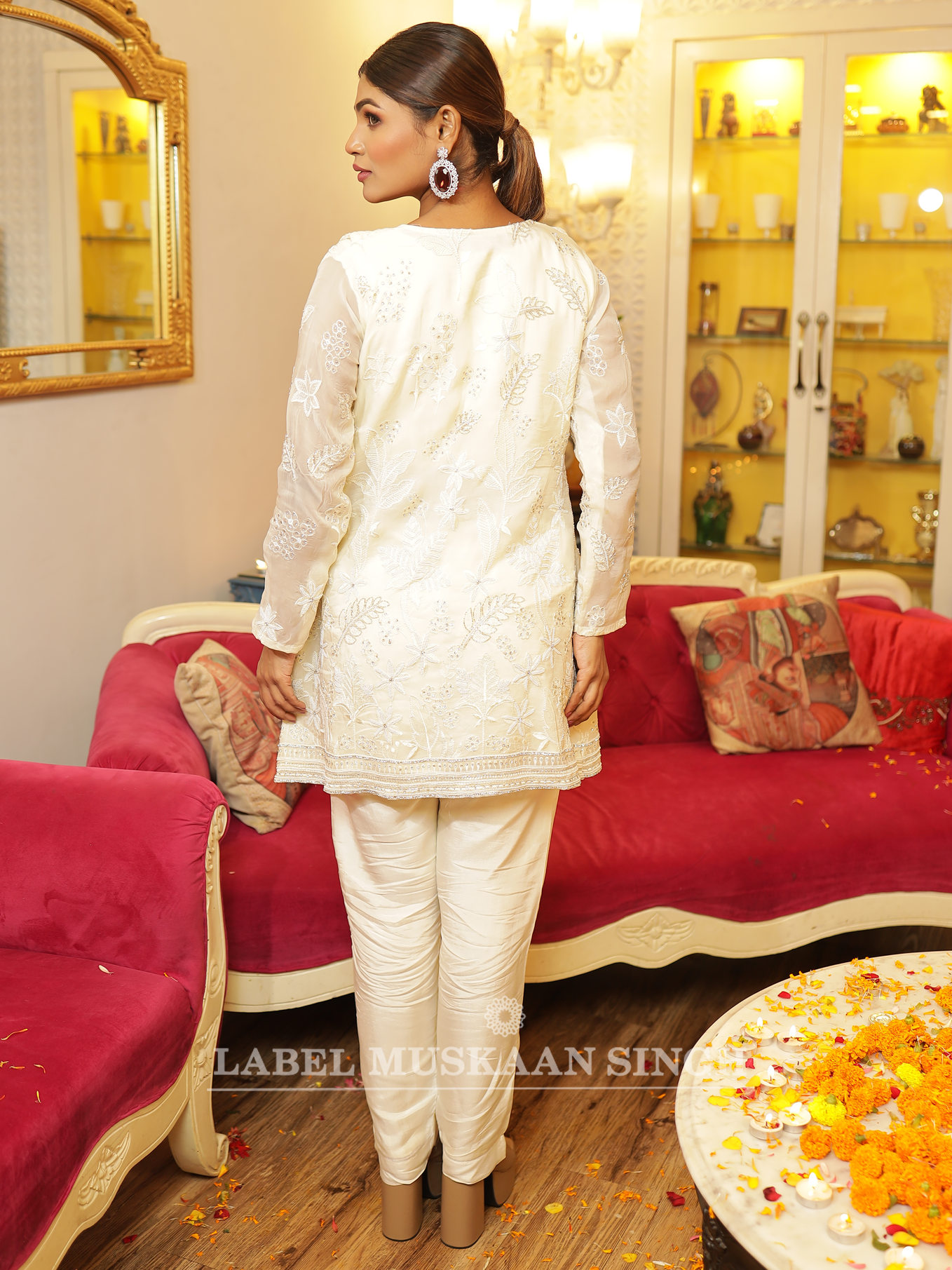 White Hand Embroidered Blazer set