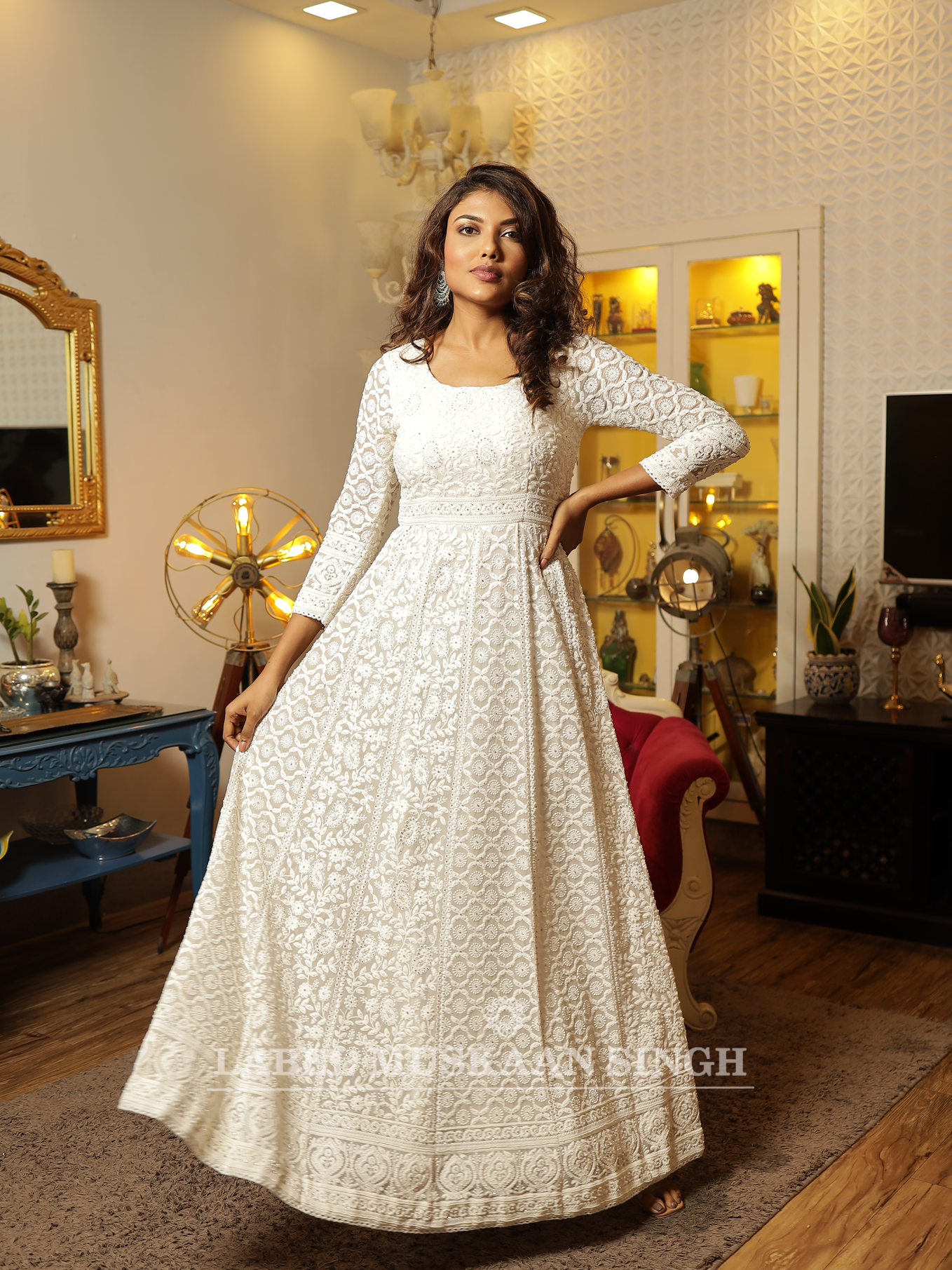 White Hand Embroidered Gown