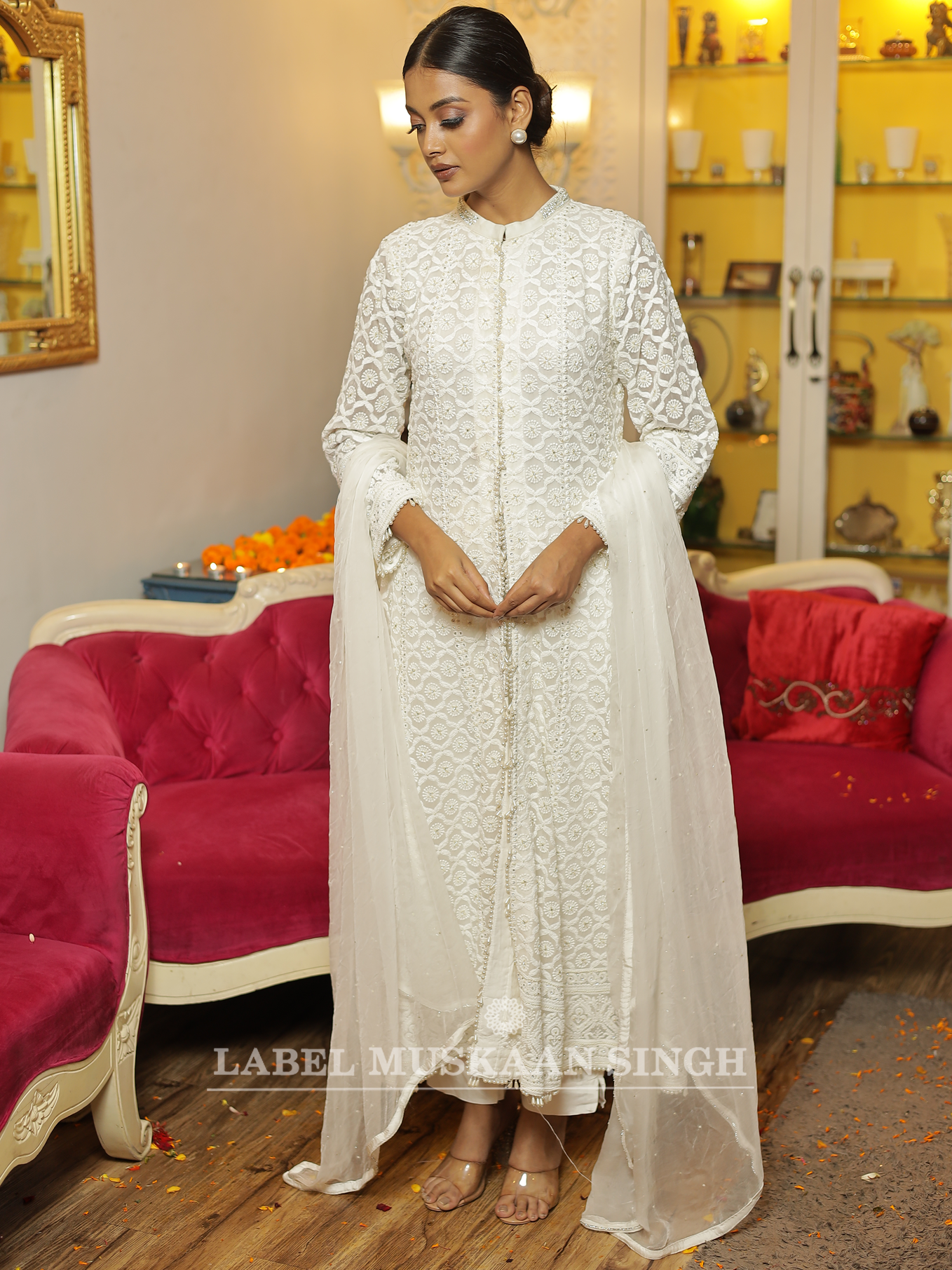 White Hand Embroidered Kurta
