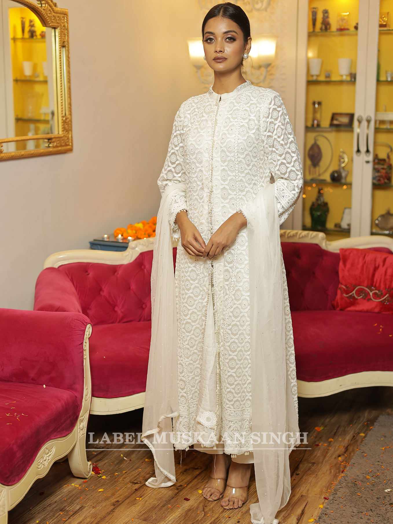White Hand Embroidered Kurta