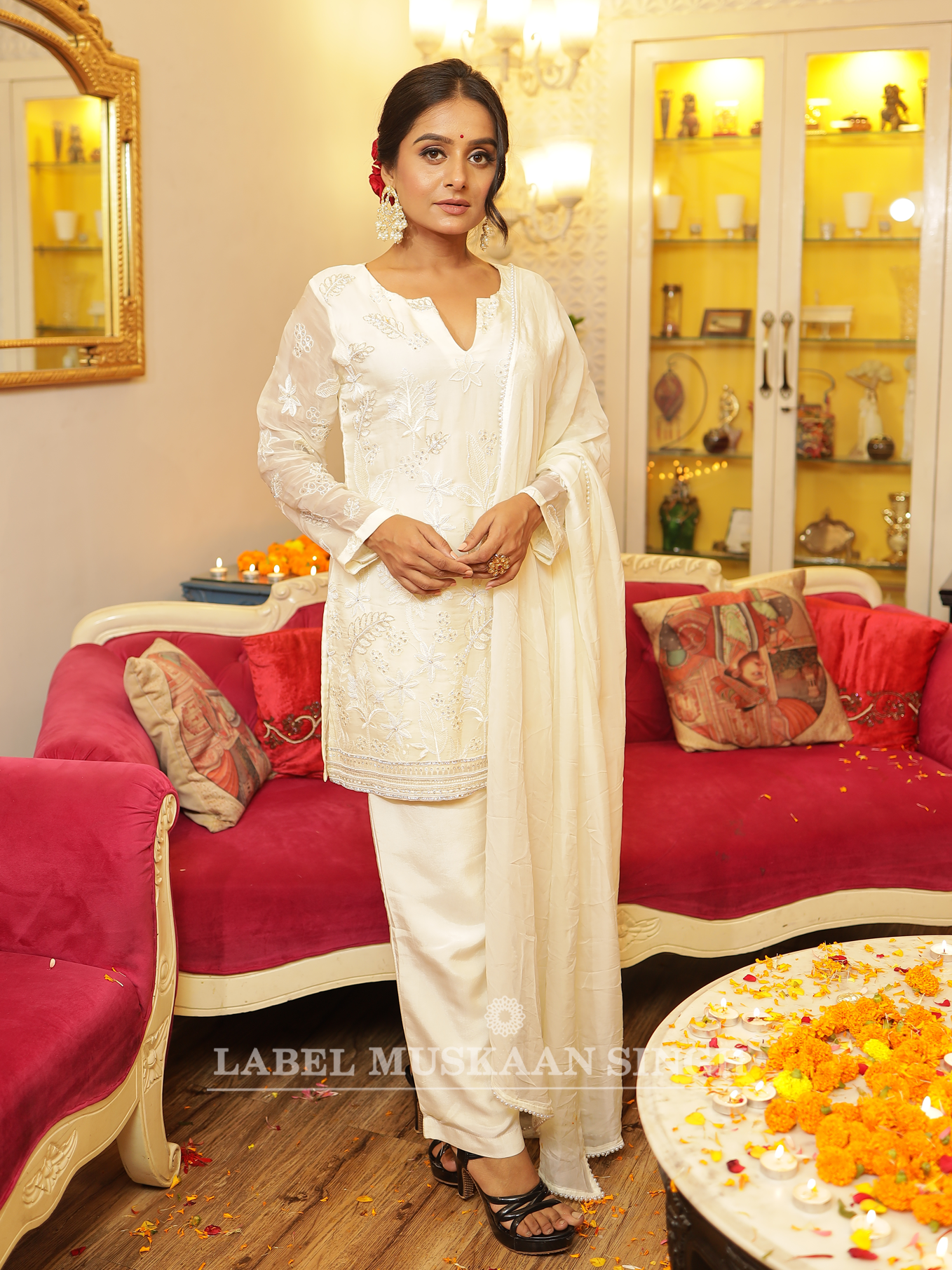 White Hand Embroidered Kurta set