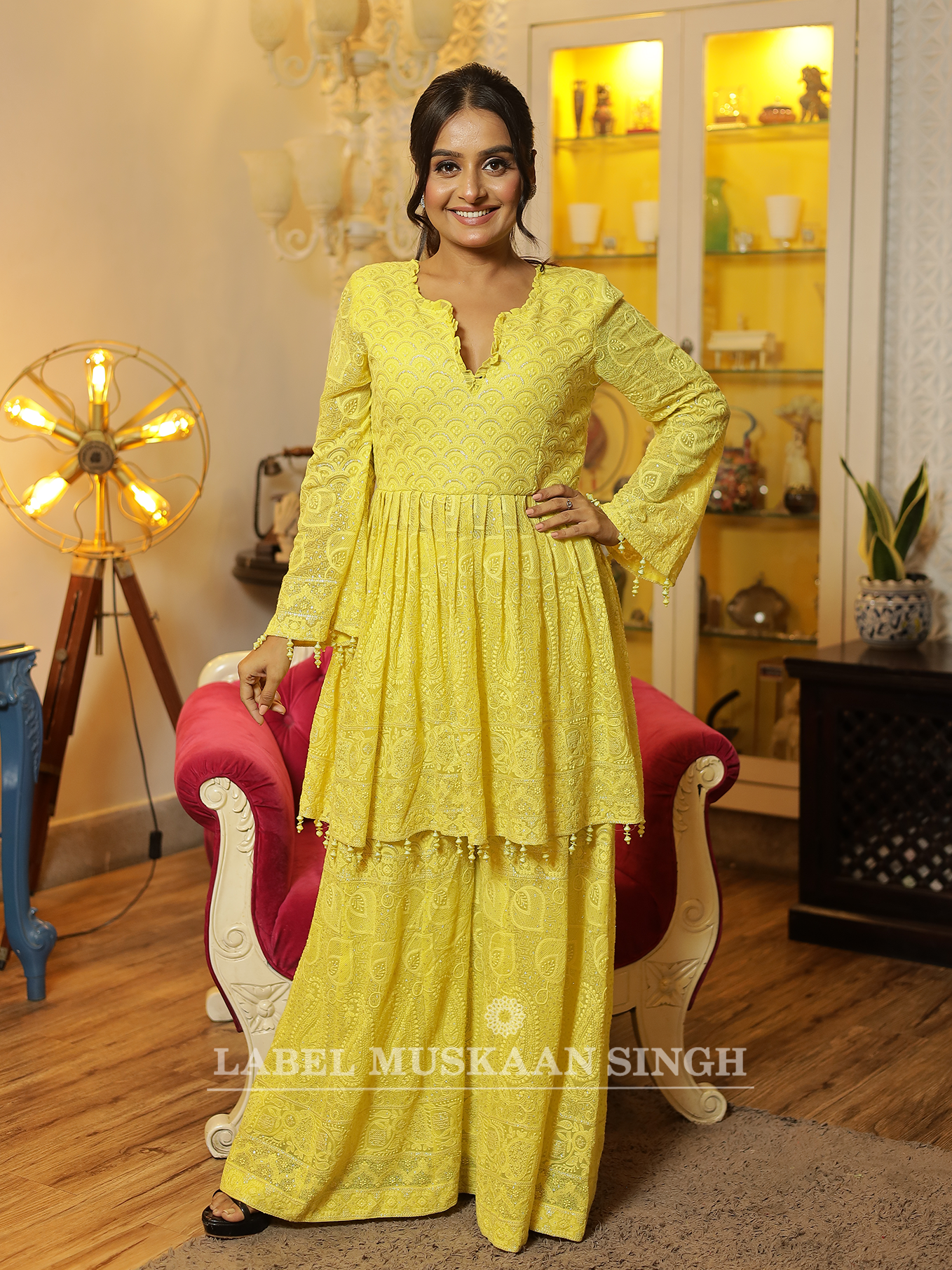 Yellow Chikankari Kurta Set