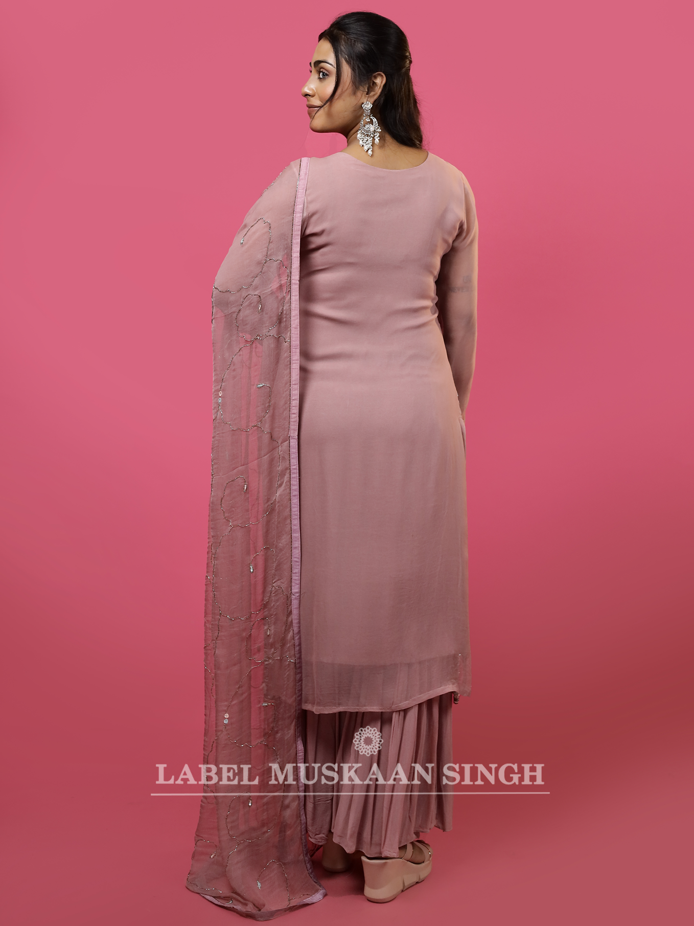 Dusty Pink Embroidered Kurta Set