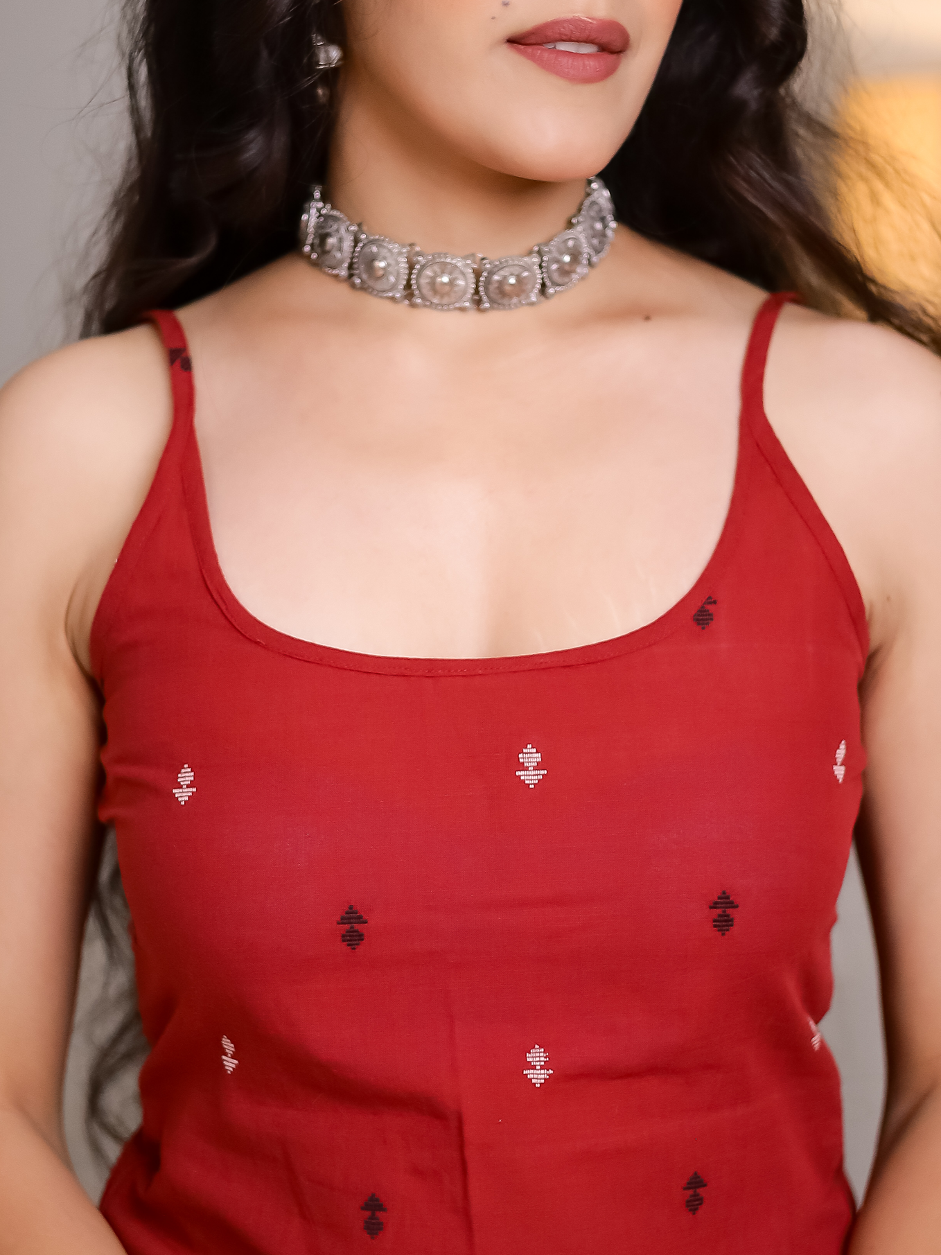 Rimjhim Maroon Sleeveless Short Kurti