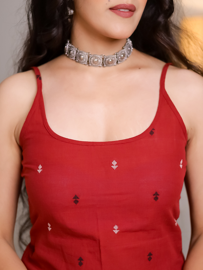 Rimjhim Maroon Sleeveless Short Kurti