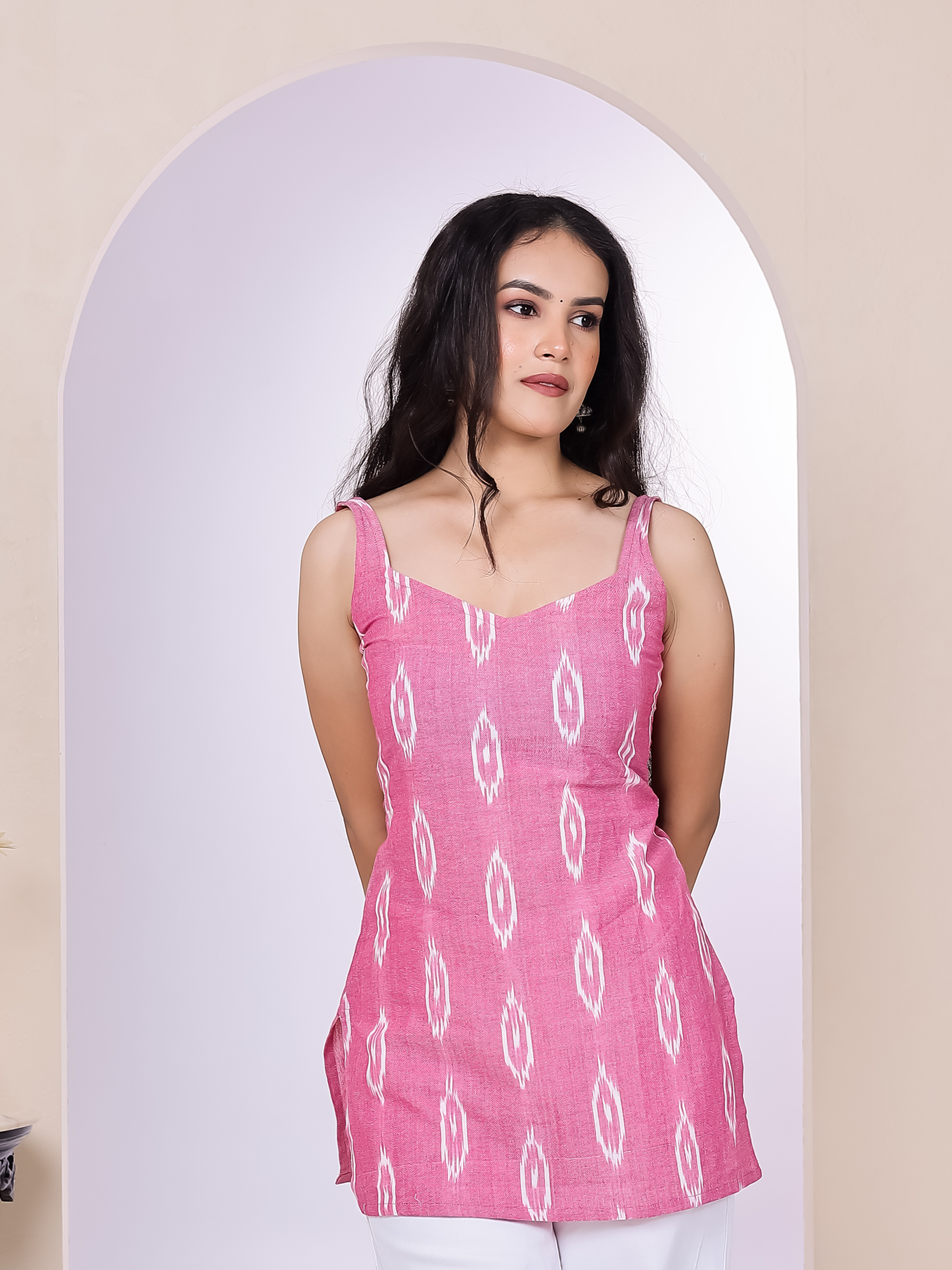Aira Pink Ikat short kurti
