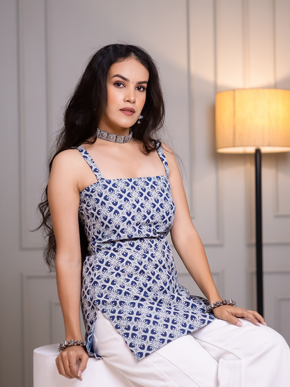Ruhani Indigo Printed Short Kurti
