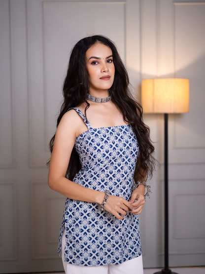 Ruhani Indigo Printed Short Kurti
