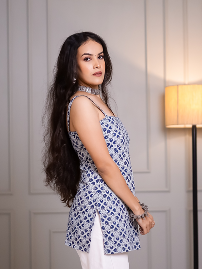 Ruhani Indigo Printed Short Kurti