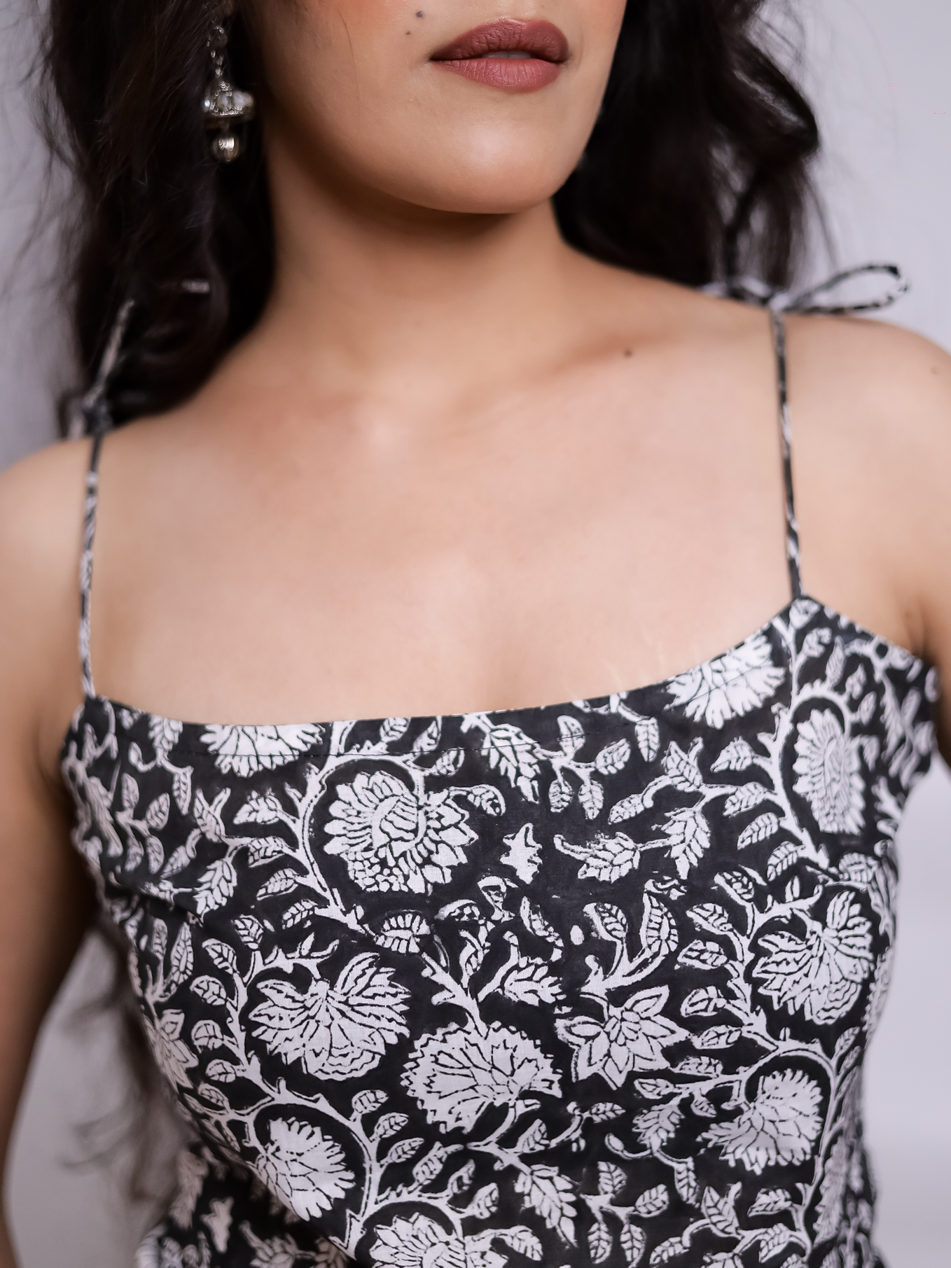 Noorani Black Floral Printed Top