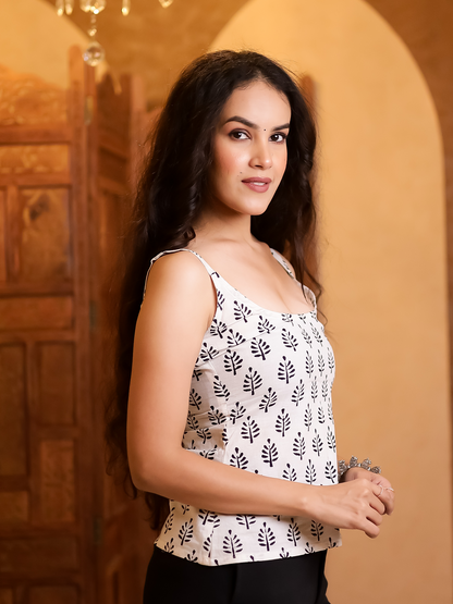 Inaaya Off-White Hand Block Printed Top