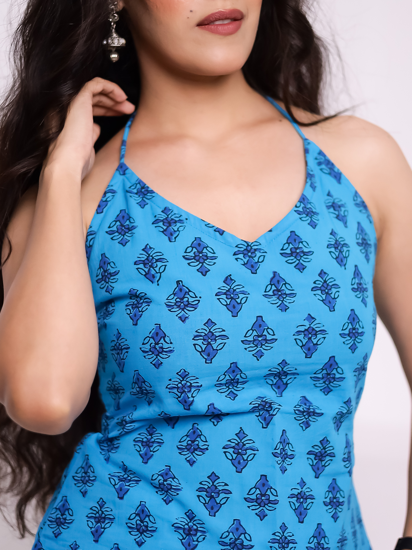 Aabroo Blue Hand Block Printed Top