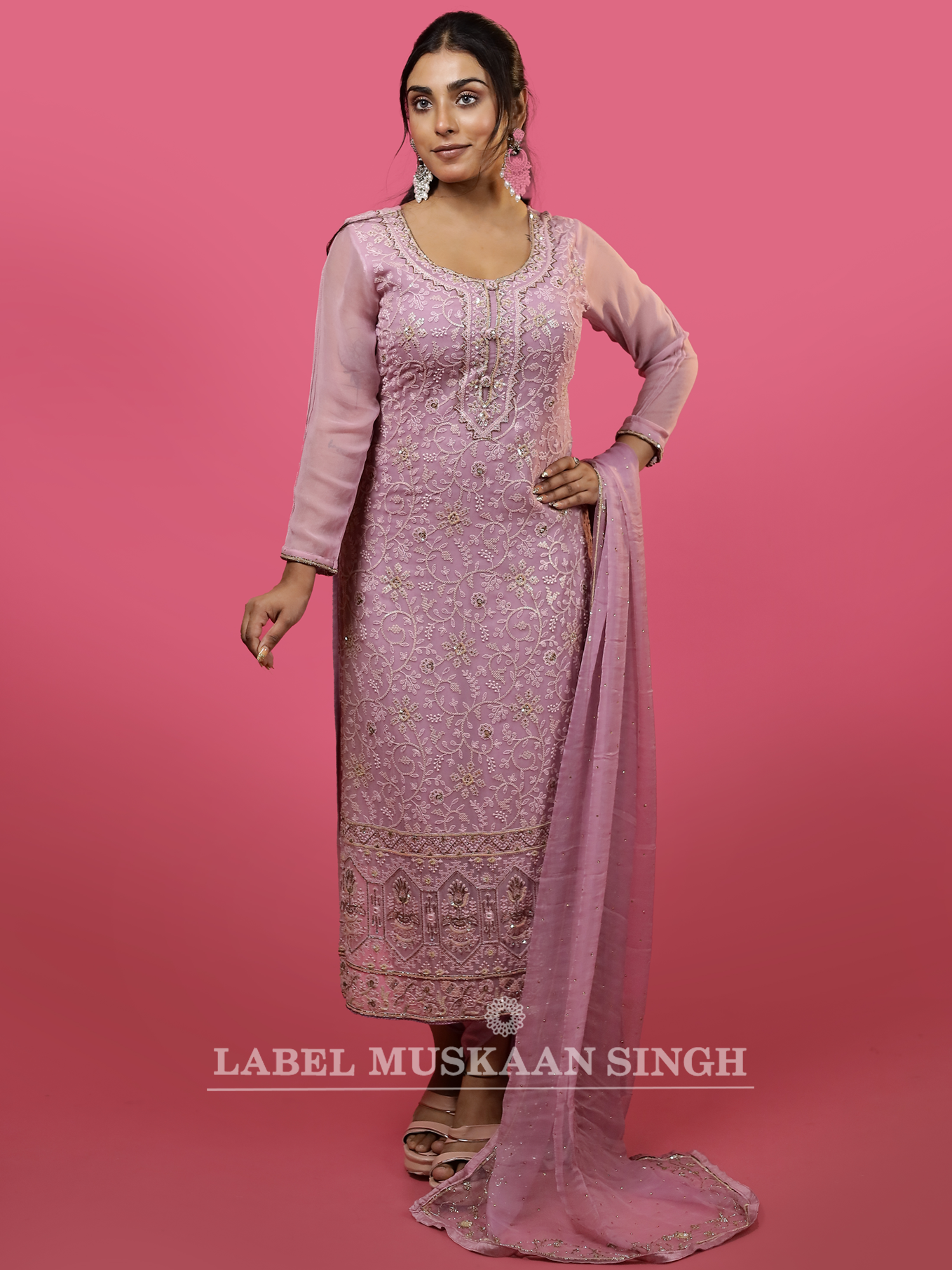 Pink Embroidered Kurta Set