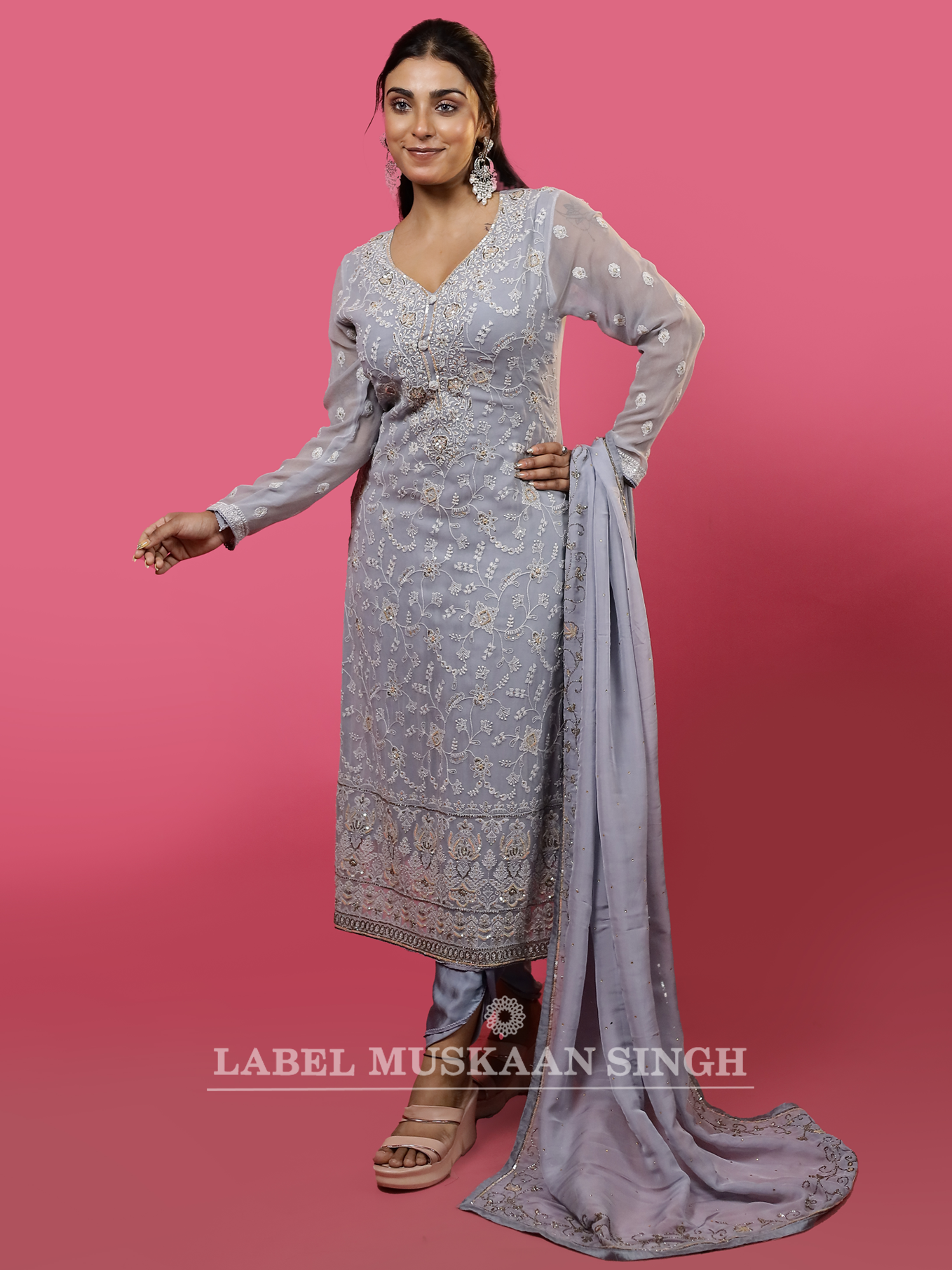 Light Blue Embroidered Kurta Set