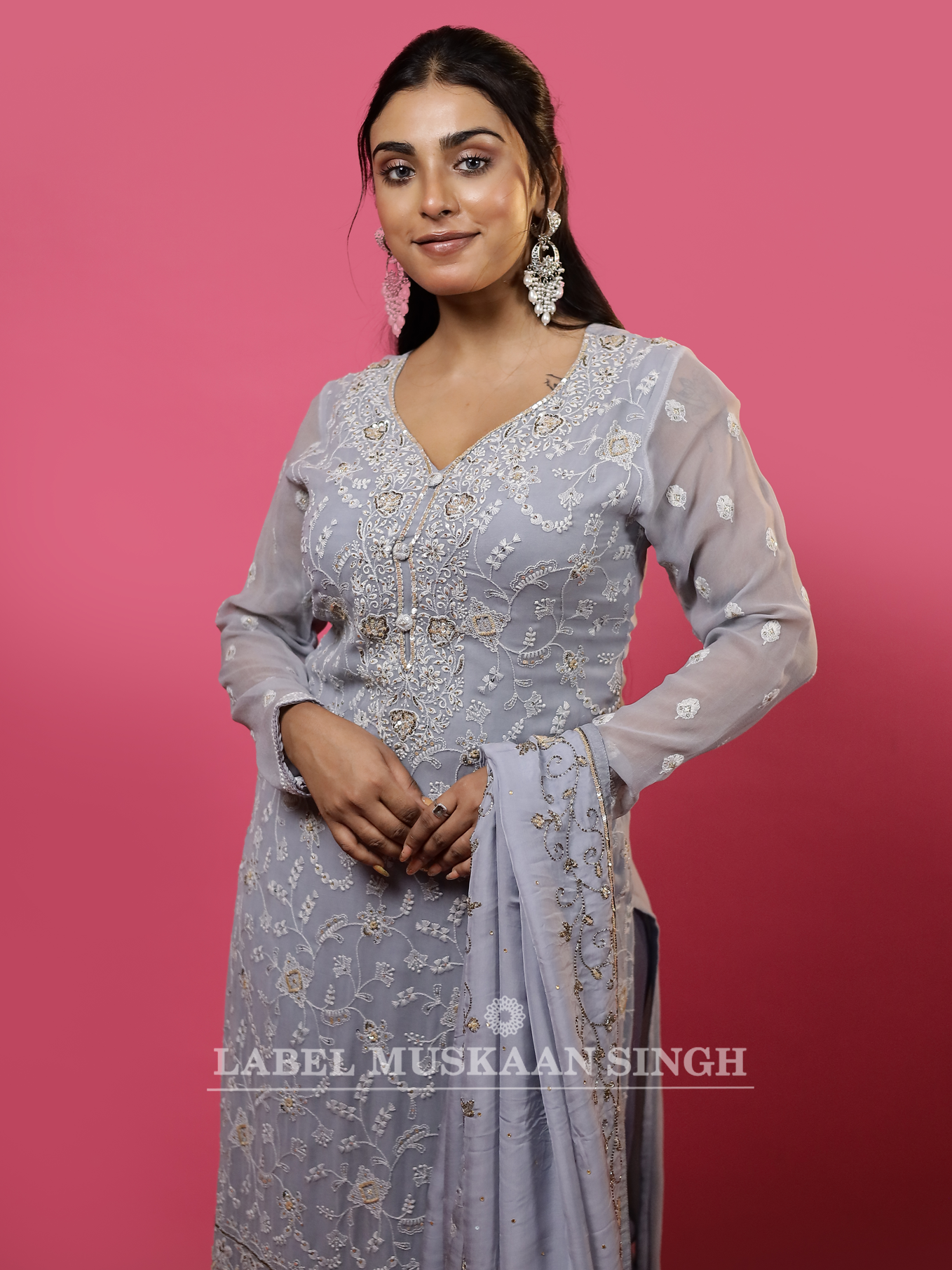 Light Blue Embroidered Kurta Set