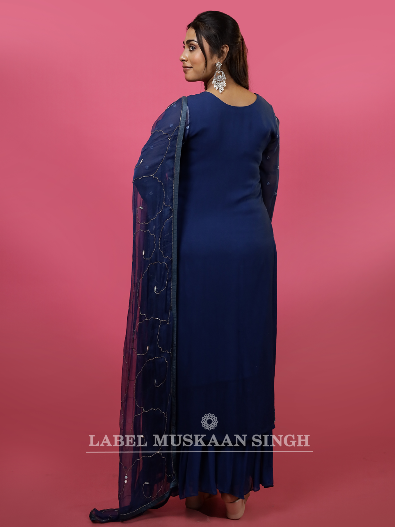 Navy Blue Embroidered Kurta Set