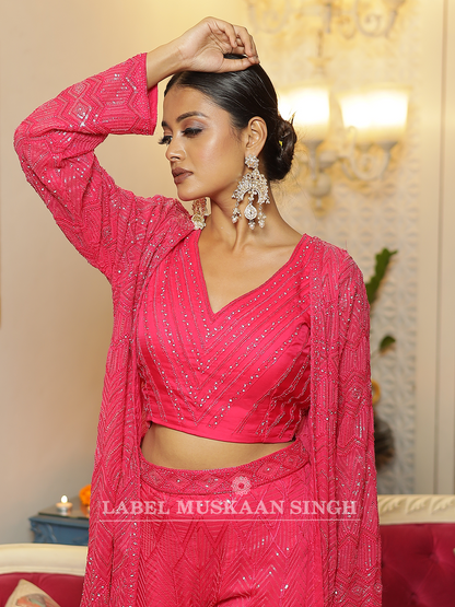 Rani Pink Embroidered co-ord set